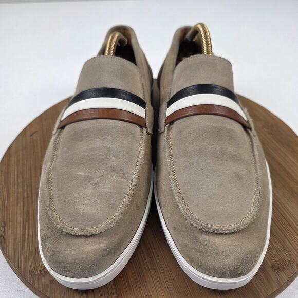 Allen Edmonds Shoes Mens Size 10.5 E Tan Suede Randolph Loafers Slip On Stripe - Picture 2 of 16